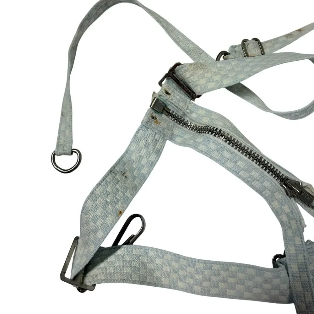 Zip-A-Babe Baby Harness Blue Check Hooks Clips Vintage